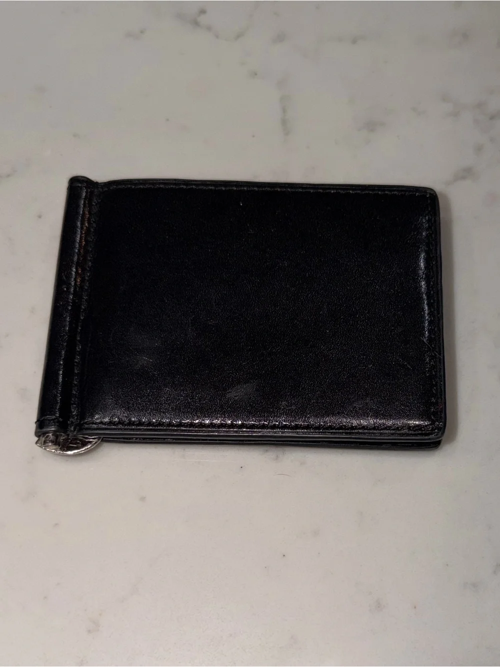 Classic Black Leather Money Clip Wallet - Men Accessories